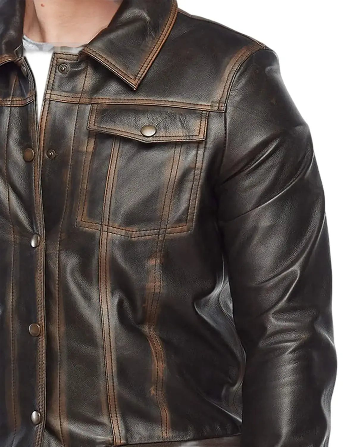 Mens Real Distressed Leather Bomber Jacket | Elite Collection