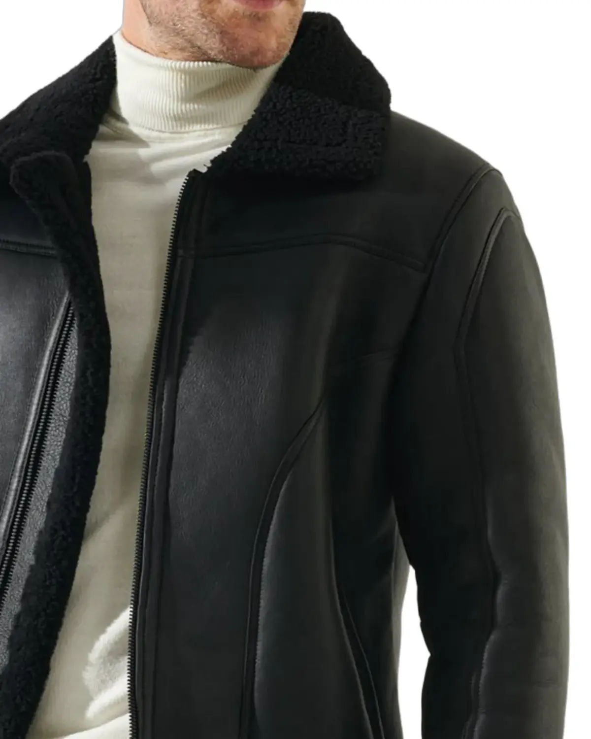 Mens Casual Black Fur Real Leather Jacket | Elite Jacket