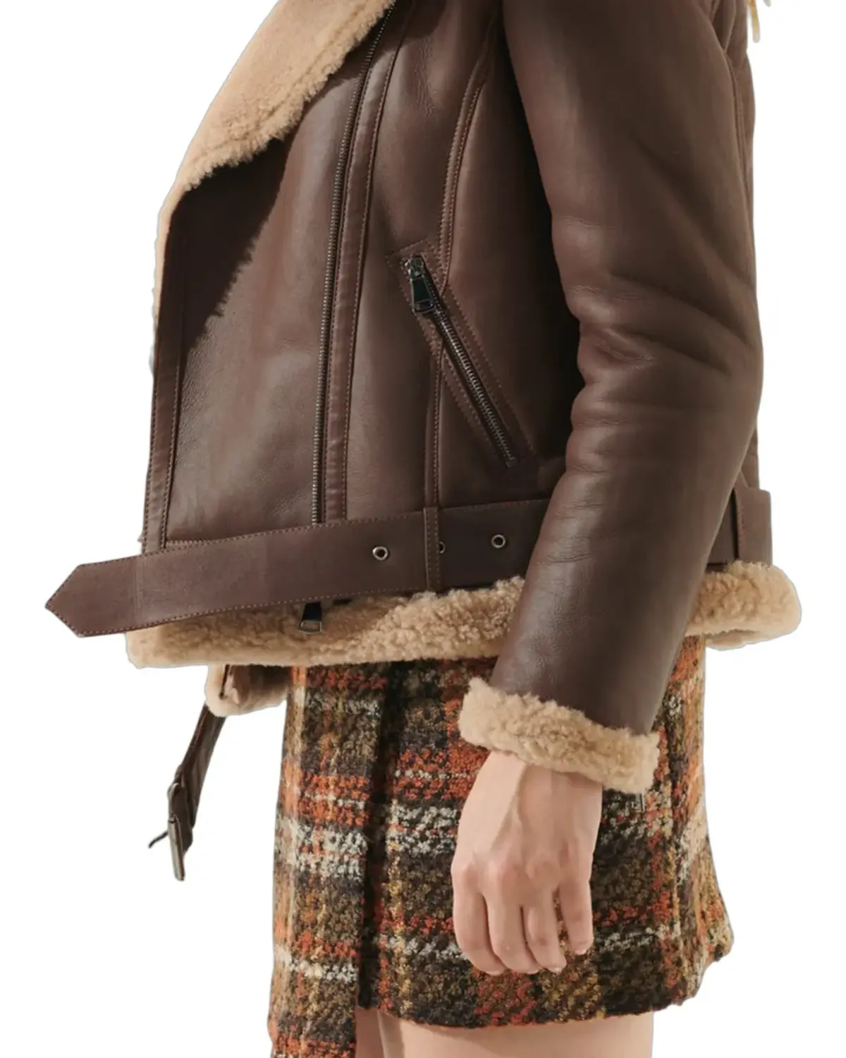 Womens Chocolate Brown Shearling Leather Jacket | Elite Jacket