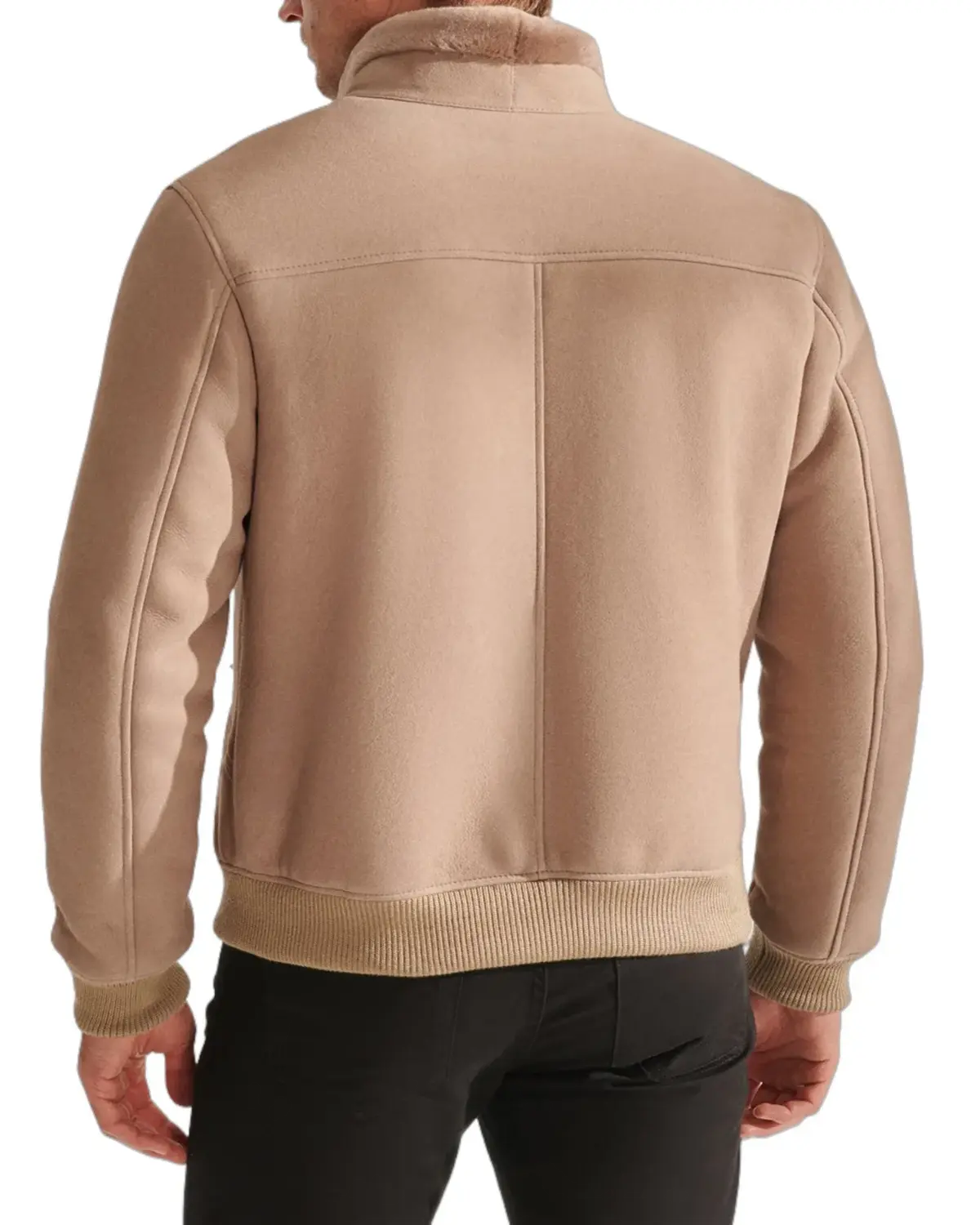 Mens Beige Shearling Leather Jacket | Elite Jacket