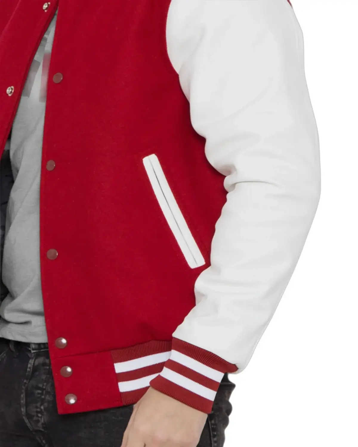 Mens Casual Red and White Varsity Jacket | Elite Jacket