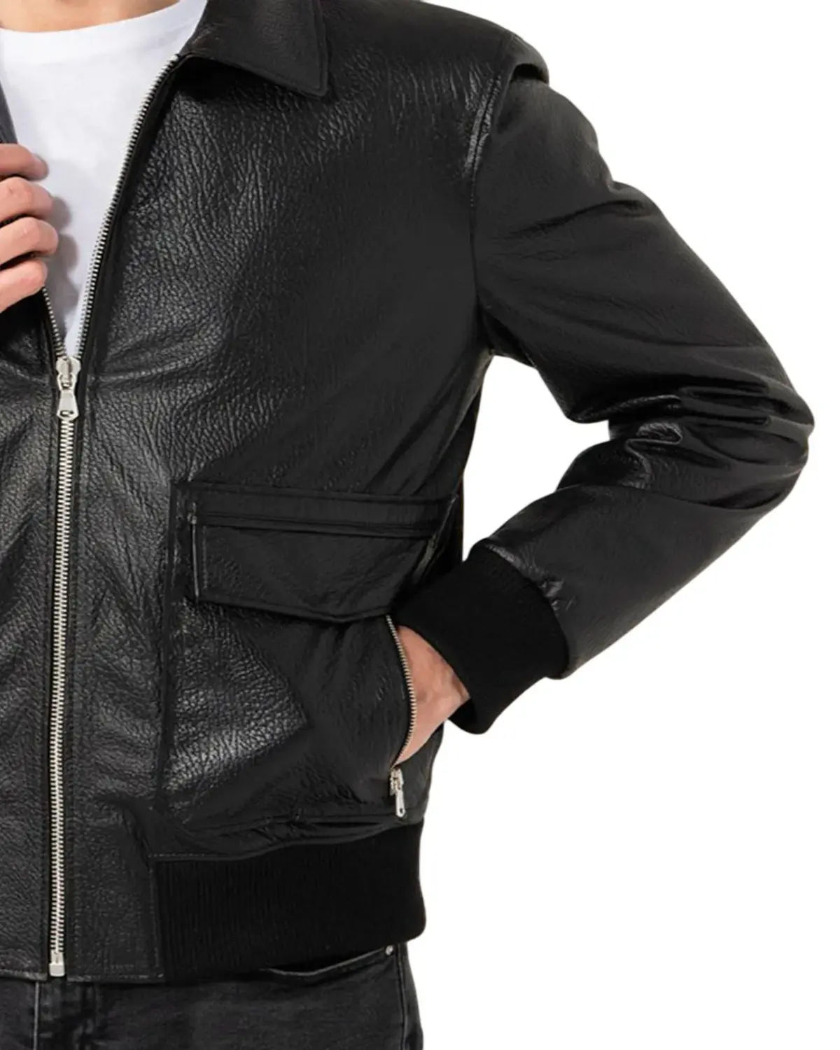 Mens Patterned Black Leather Jacket | Elite Jacket