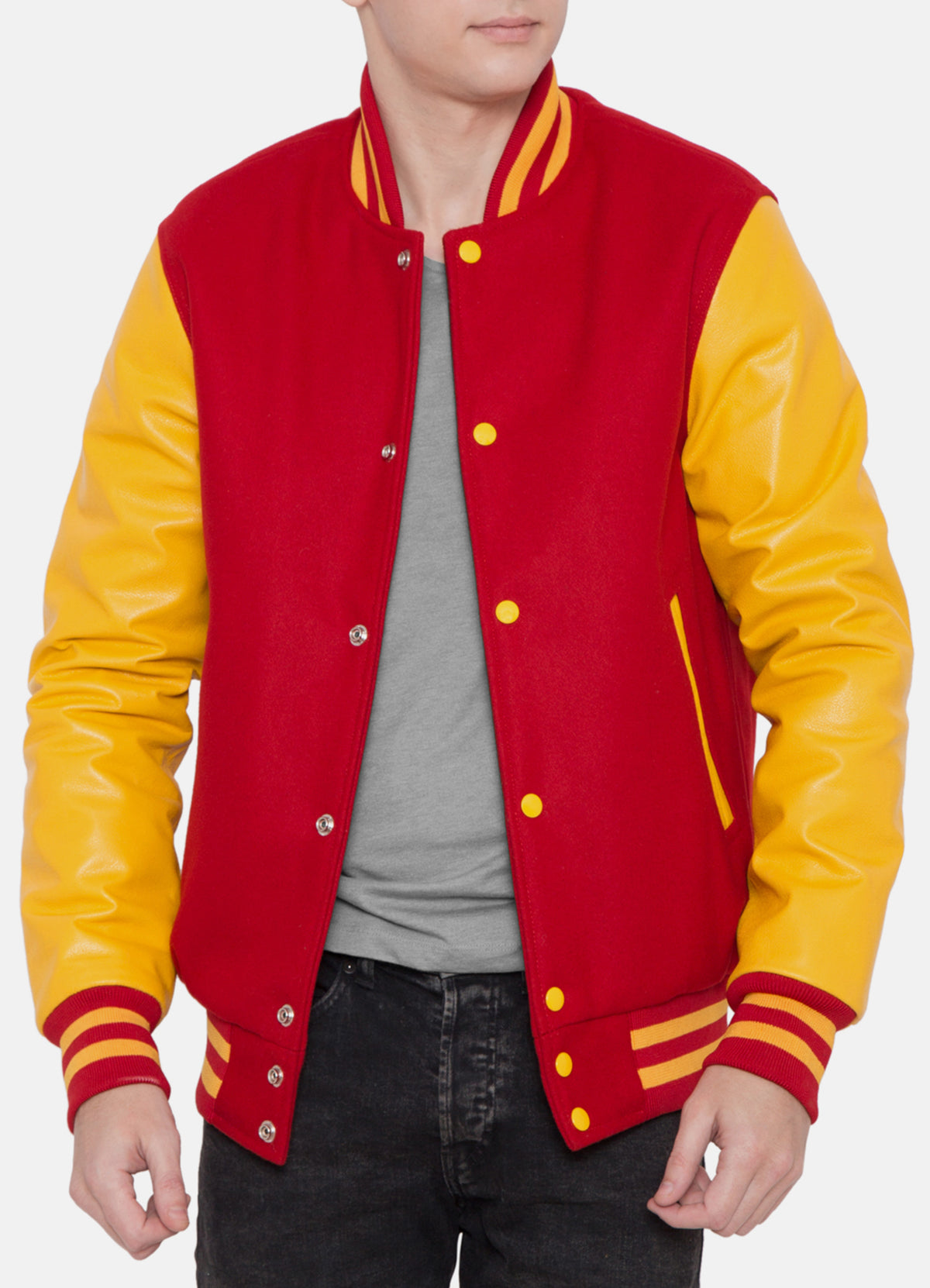 Mens Iconic Red and Yellow Varsity Jacket | Elite Jacket