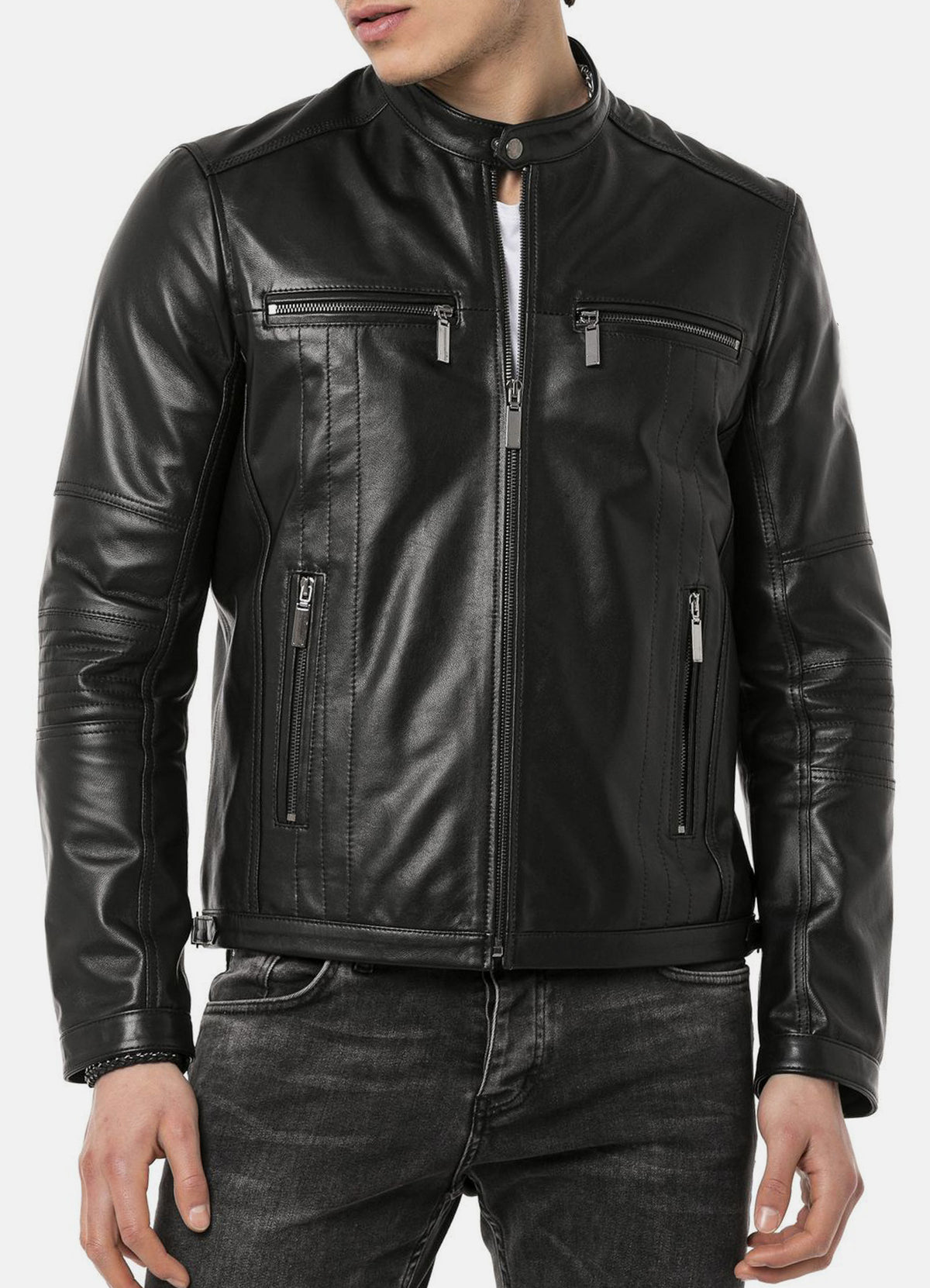 Mens Black Biker Leather Jacket | Elite Jacket