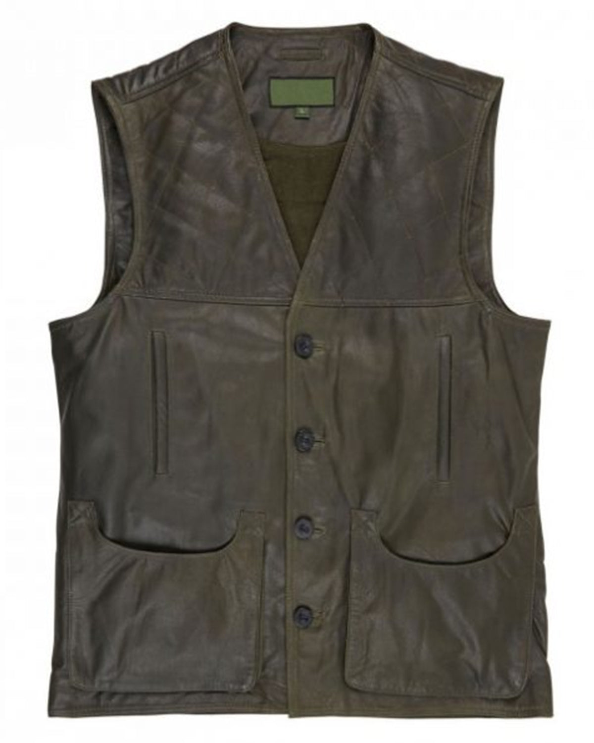 Elite Mens Green Leather Gilet Vest