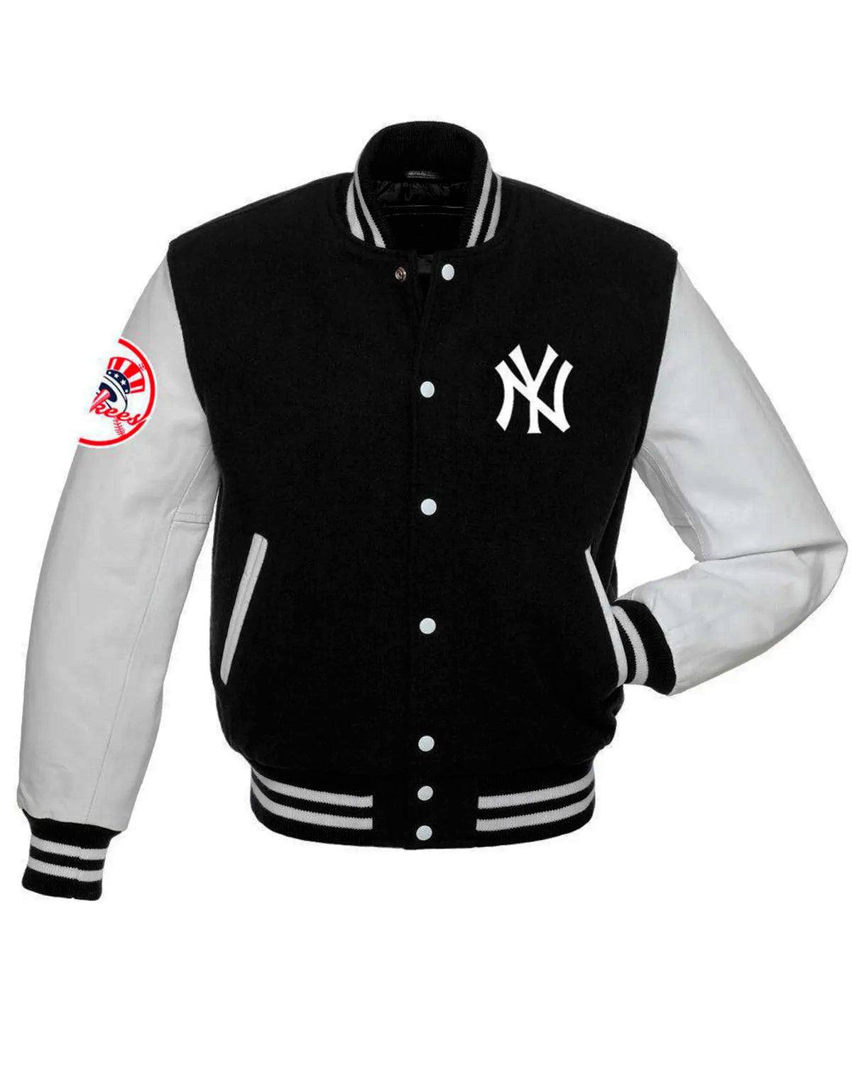 NY Yankees Black And White Varsity Jacket 