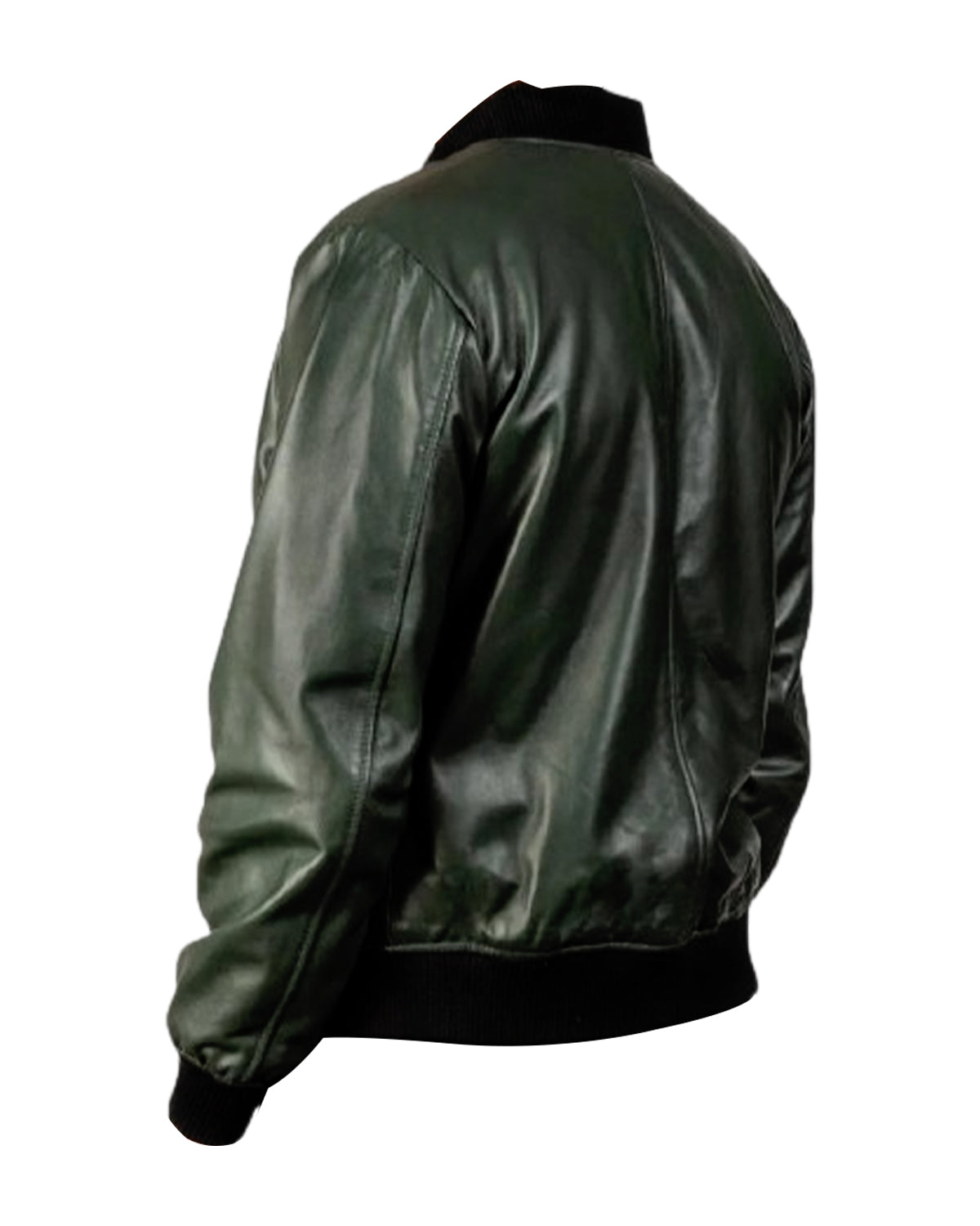 Mens Casual Green Leather Bomber Jacket