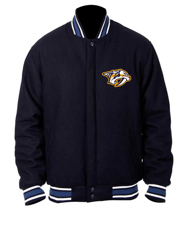 Nashville Predators Navy Blue Wool Varsity Bomber Jacket