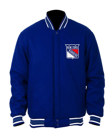 Royal Blue New York Rangers Wool Varsity Bomber Jacket