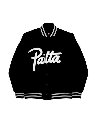 Mens Patta Black Baseball Leather Bomber Jacket