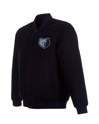 Memphis Grizzlies Navy Blue Wool Bomber Jacket 