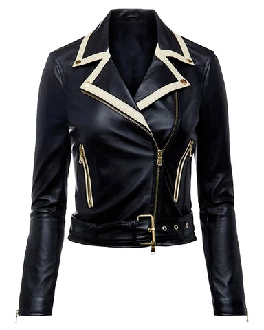 Riverdale S06 Toni Topaz Biker Contrast Trim Leather Jacket