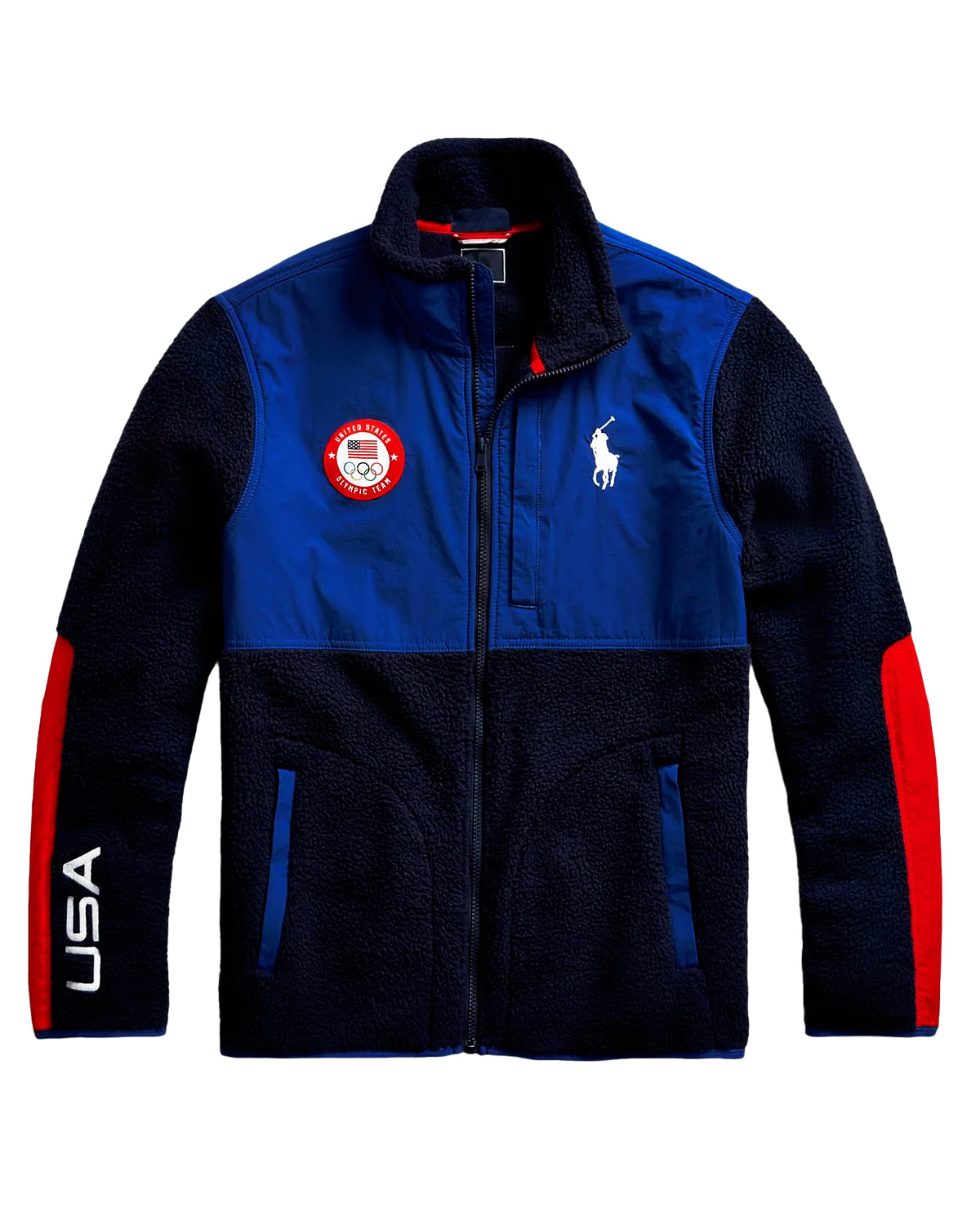 Olympic Team USA Flag Patch Blue Hybrid Jacket