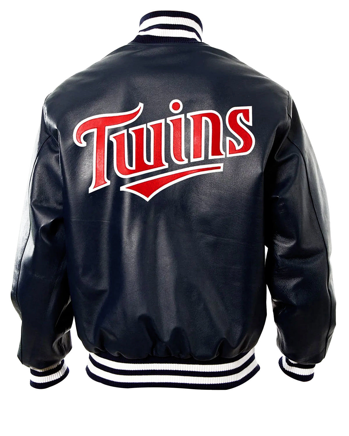 Minnesota Twins Navy Blue Leather Bomber Varsity Jacket 