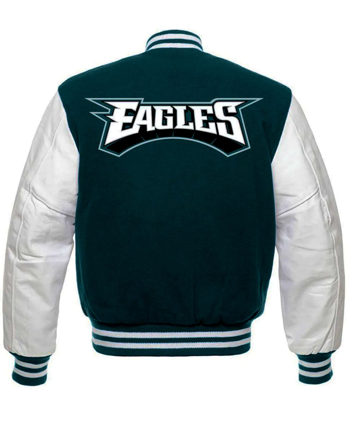 Philadelphia Eagles Football Team Green And White Varsity Jacket