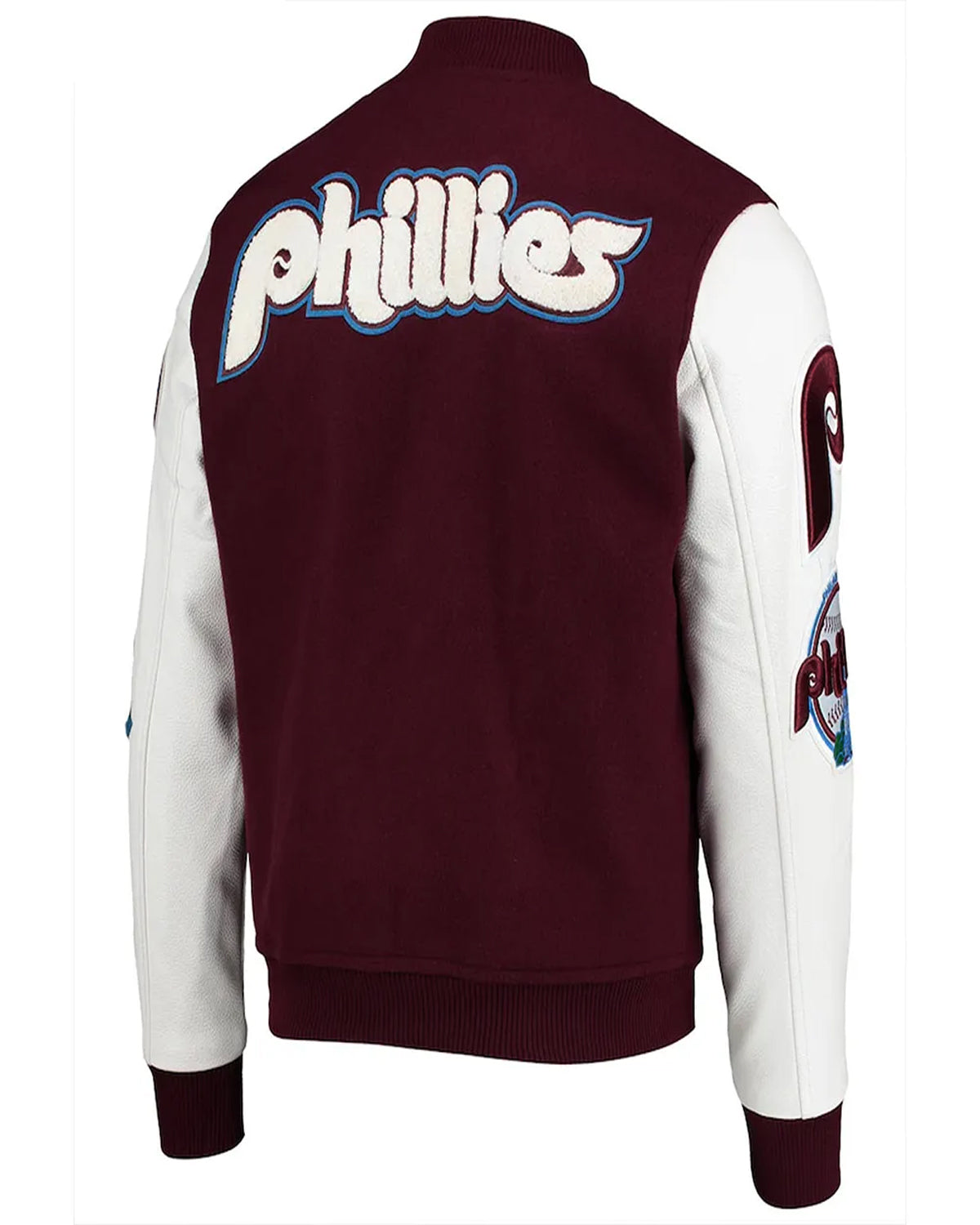 Philadelphia Phillies Burgundy And White Wool Letterman Jacket