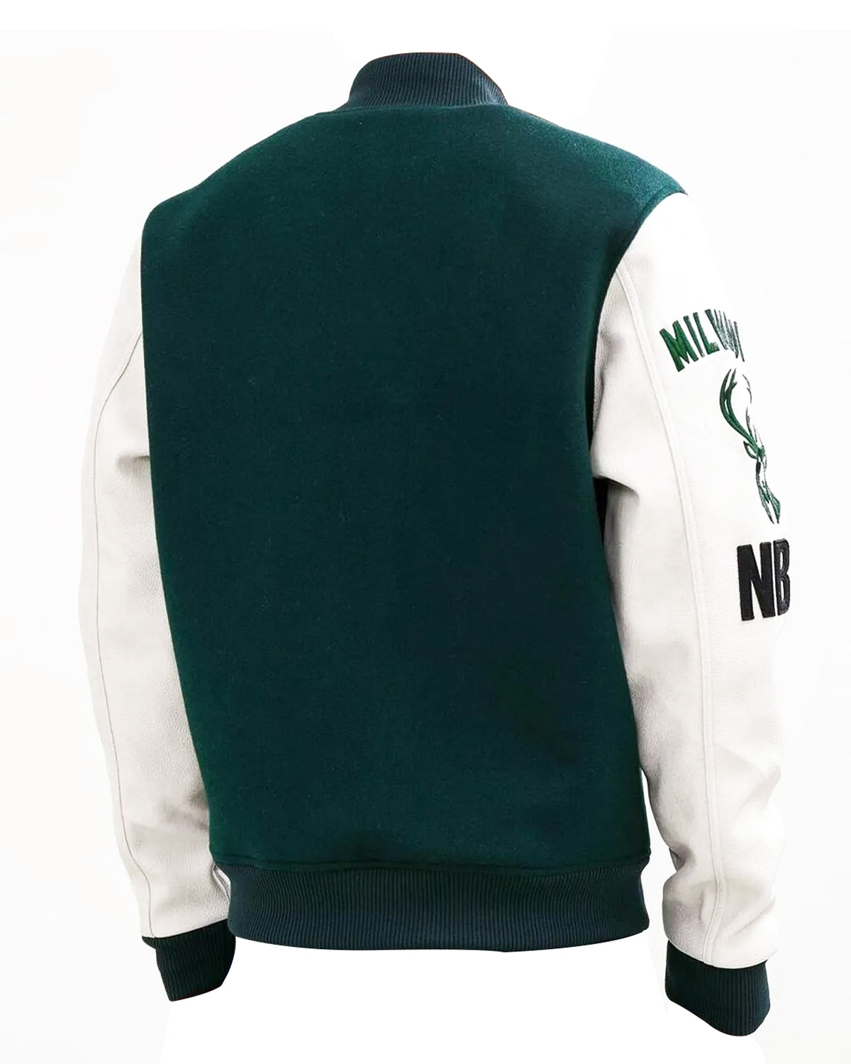 Milwaukee Bucks Green & White Letterman Varsity Jacket 