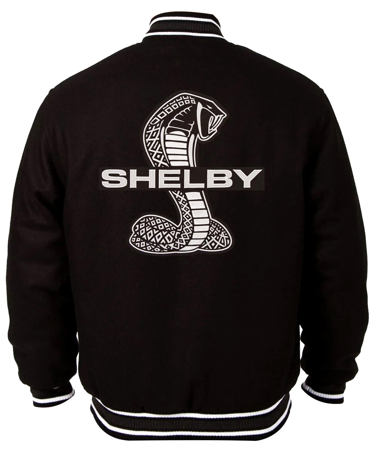 Shelby Patch Black Wool Bomber Varsity Jacket