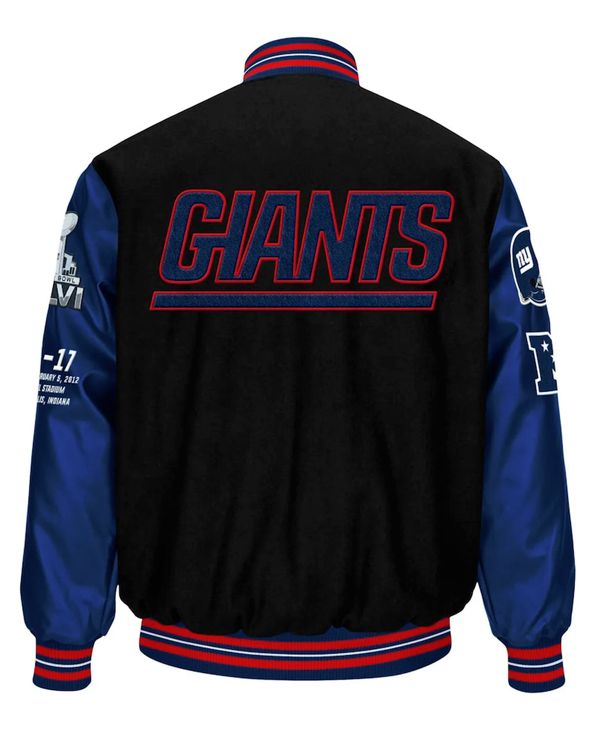 New York Giants Super Bowl Black And Blue Varsity Jacket 