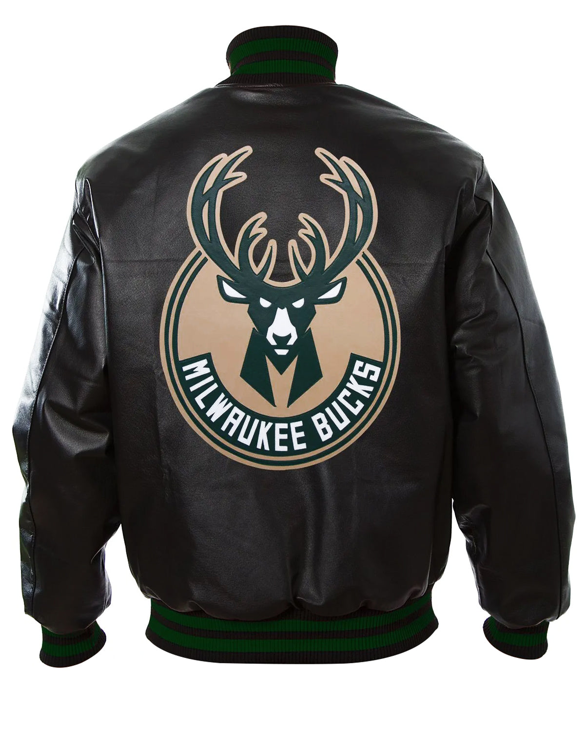 Basketball Team Milwaukee Bucks Letterman Black Leather Jacket
