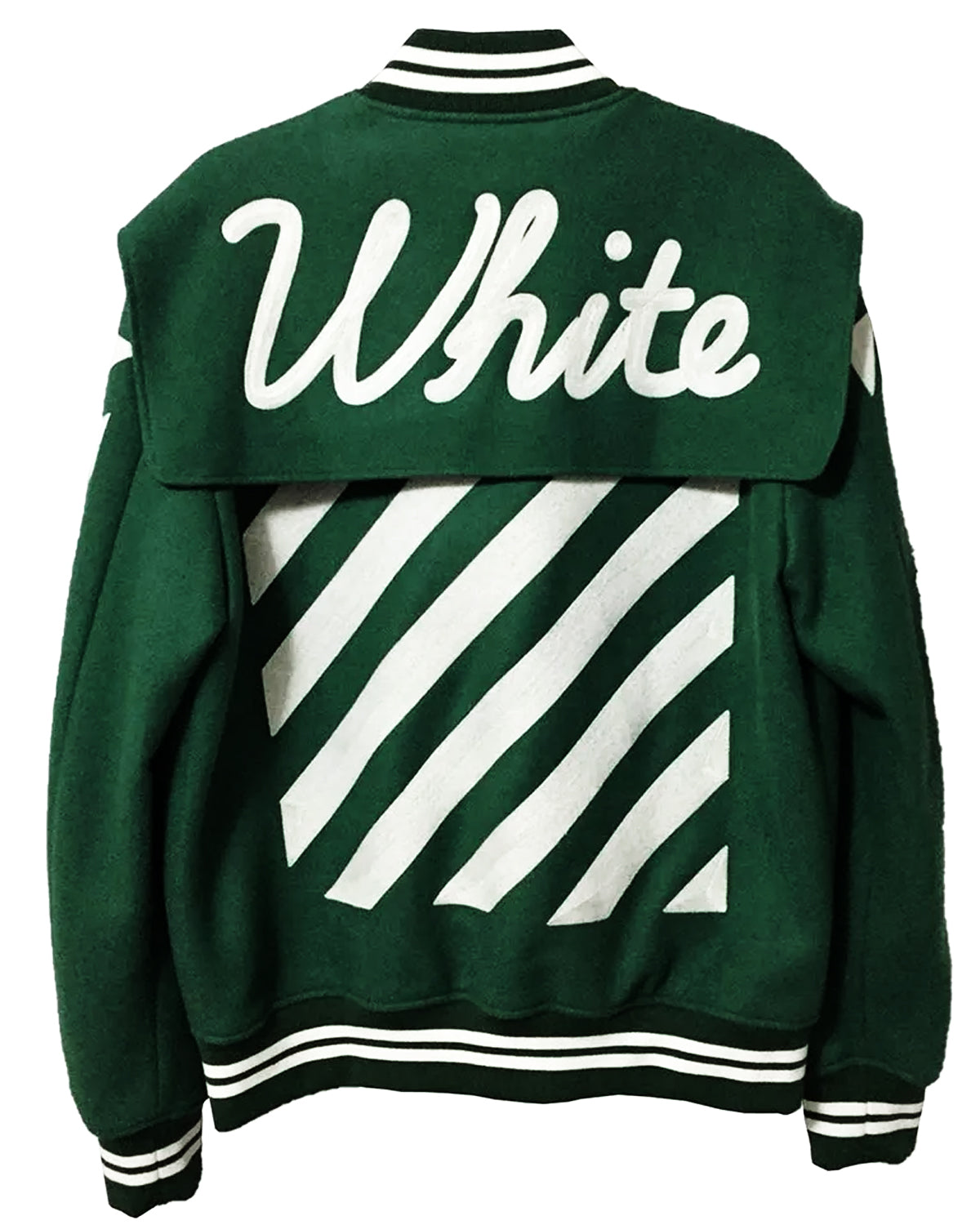 Virgil Abloh Off White Patches 2015 Green Letterman Jacket 