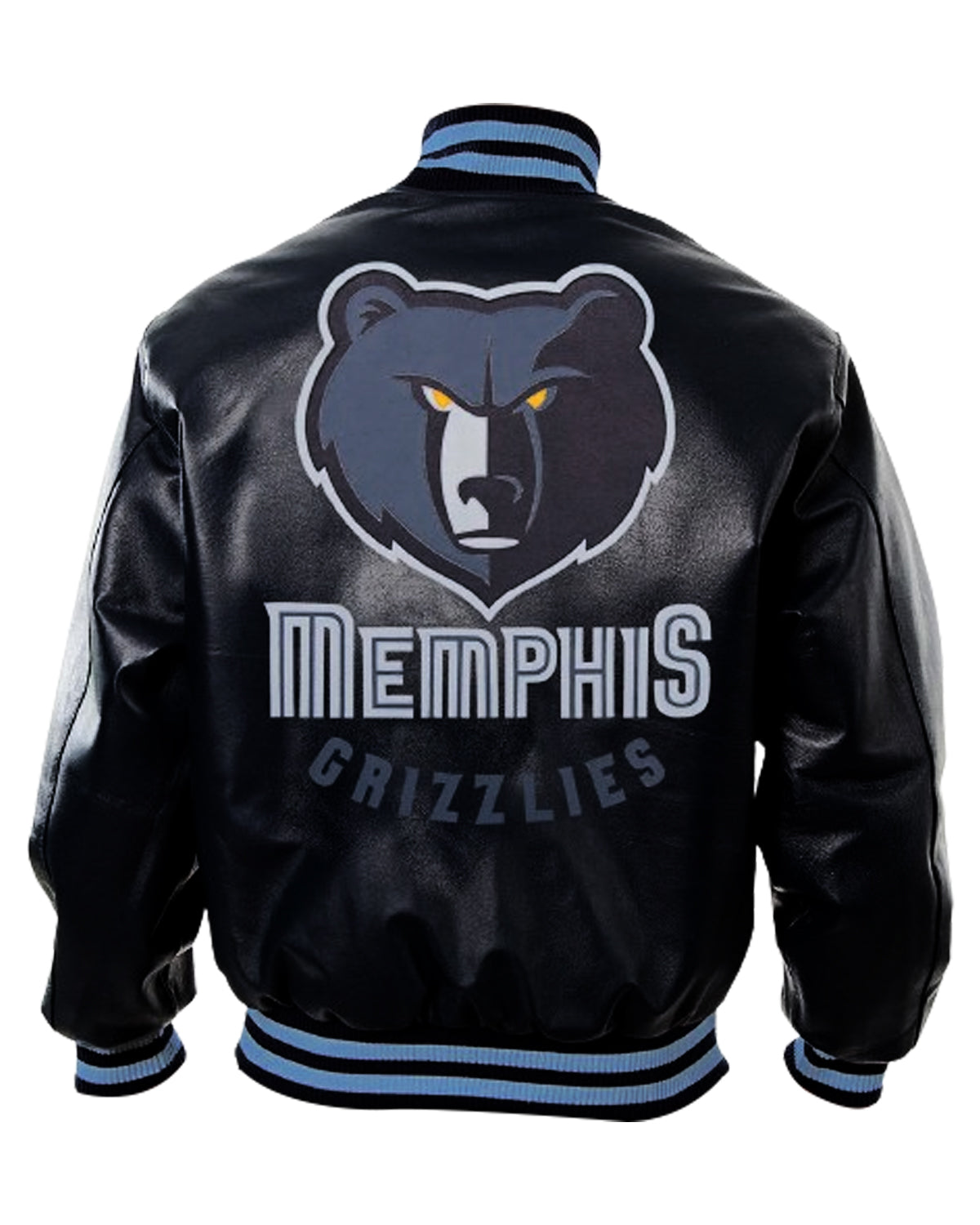 Memphis Grizzlies Navy Blue Leather Bomber Jacket