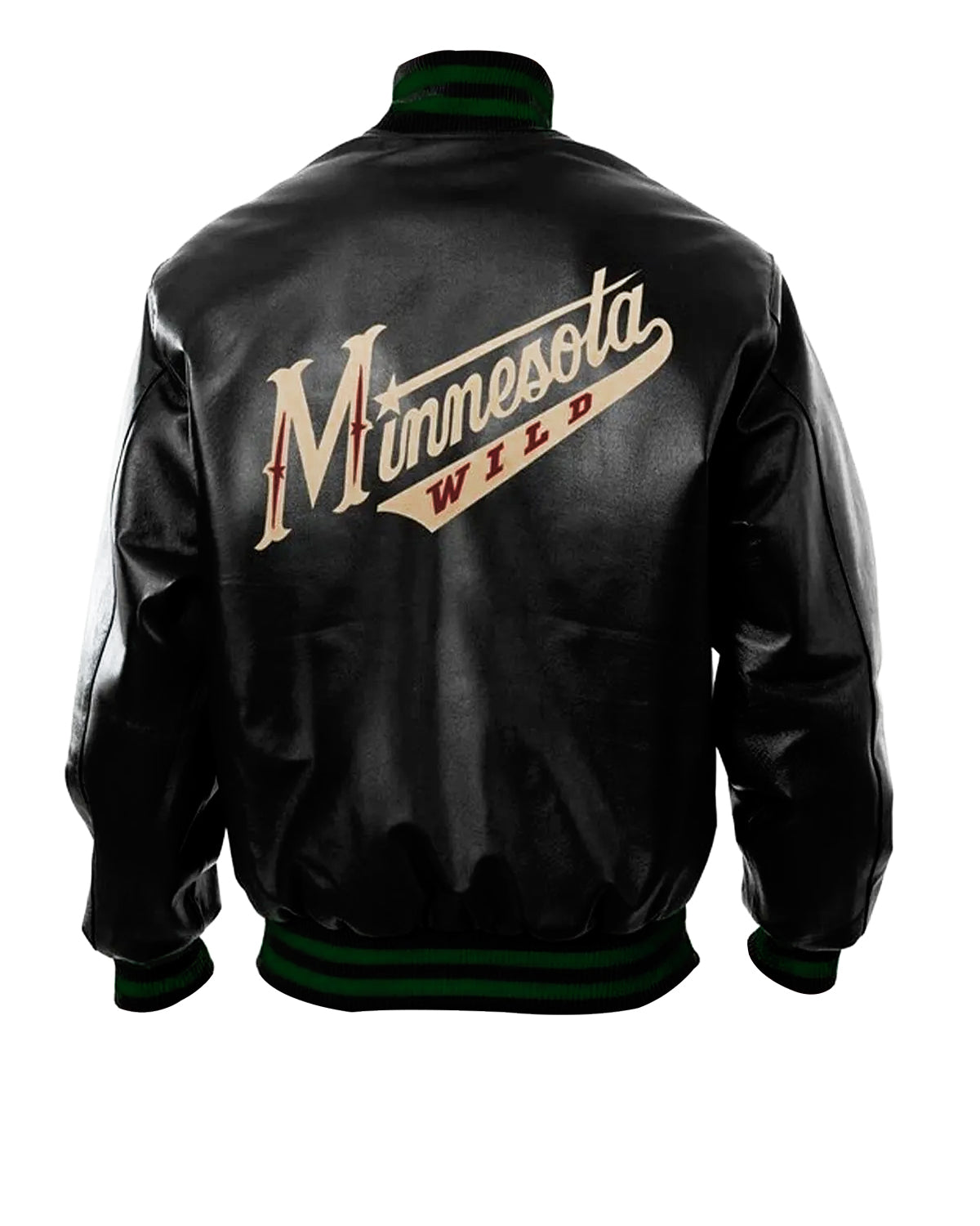 Ice Hockey Team Minnesota Wild Black Leather Bomber Jacket 