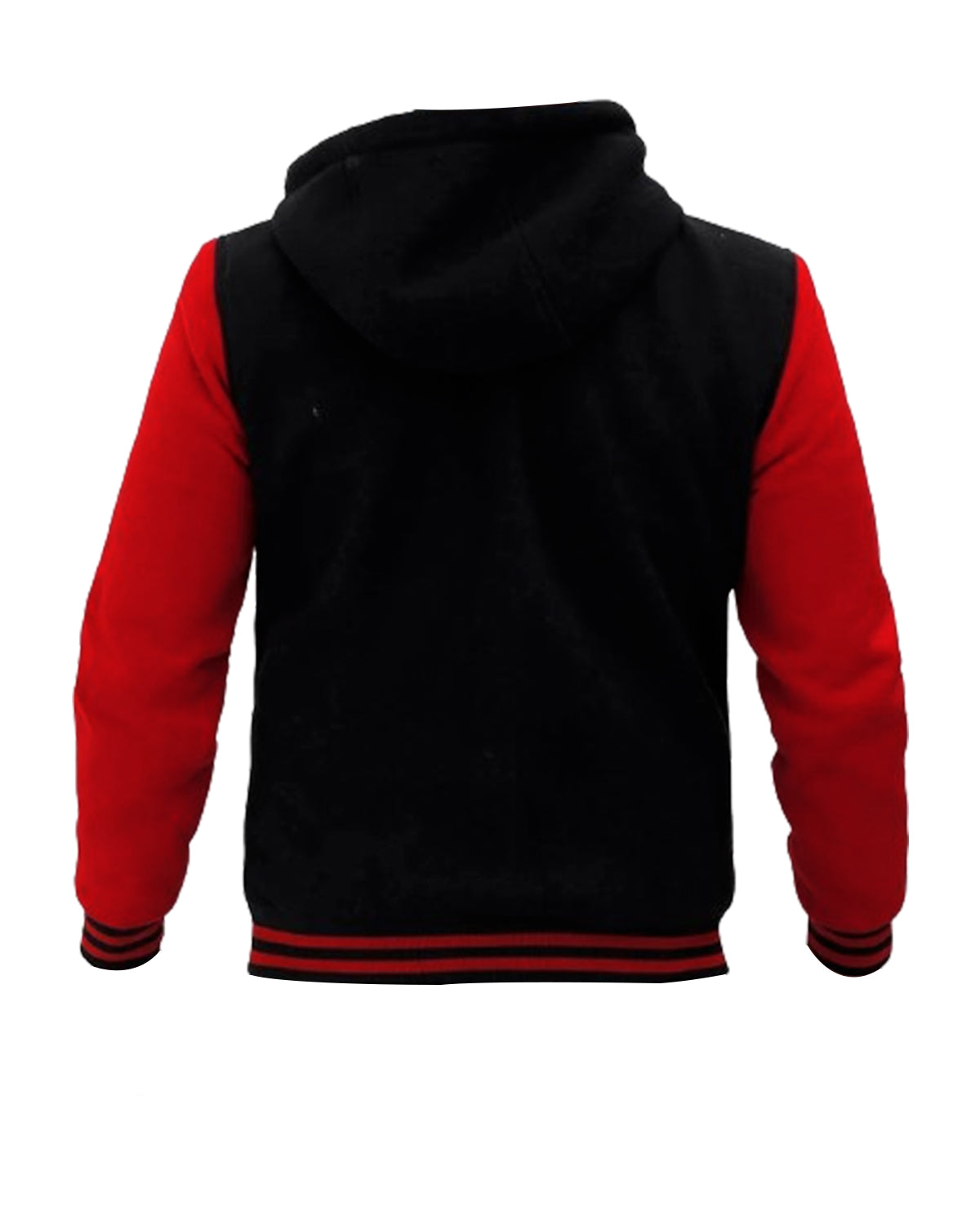 Mens Red and Black Wool Varsity Hoodie Jacket