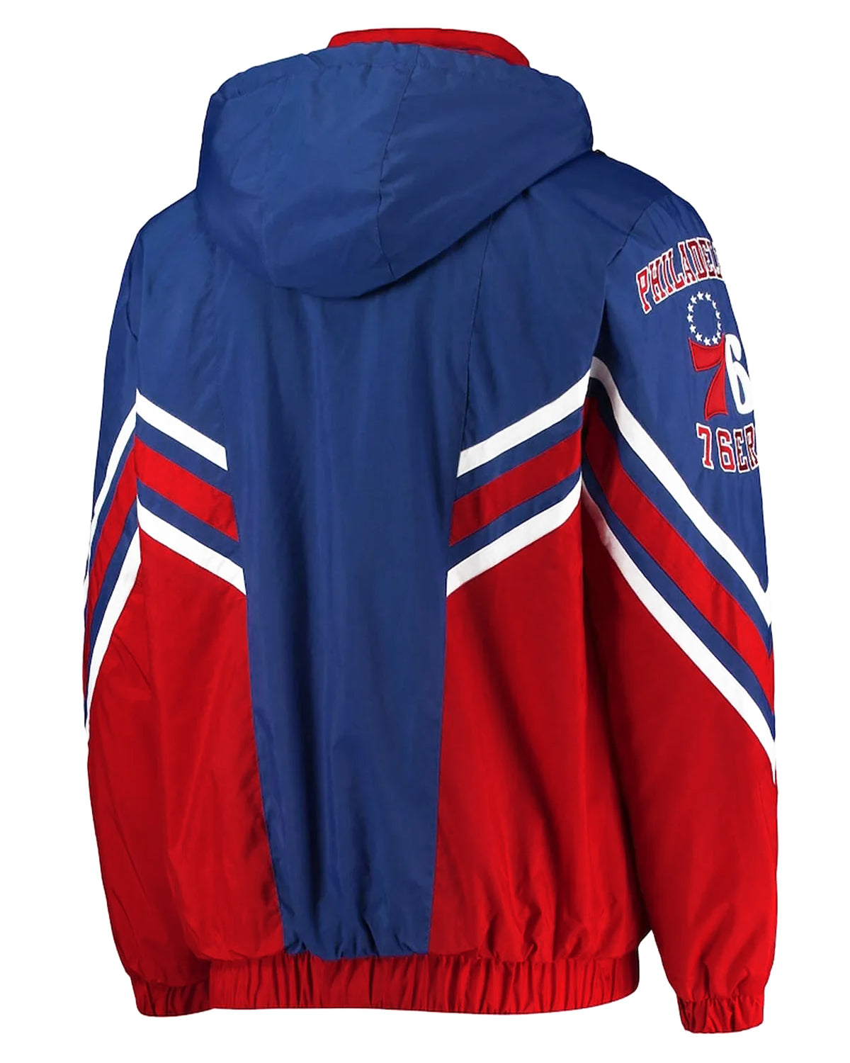 Philadelphia 76ers Red And Blue Full Zip Hooded Puffer Jacket