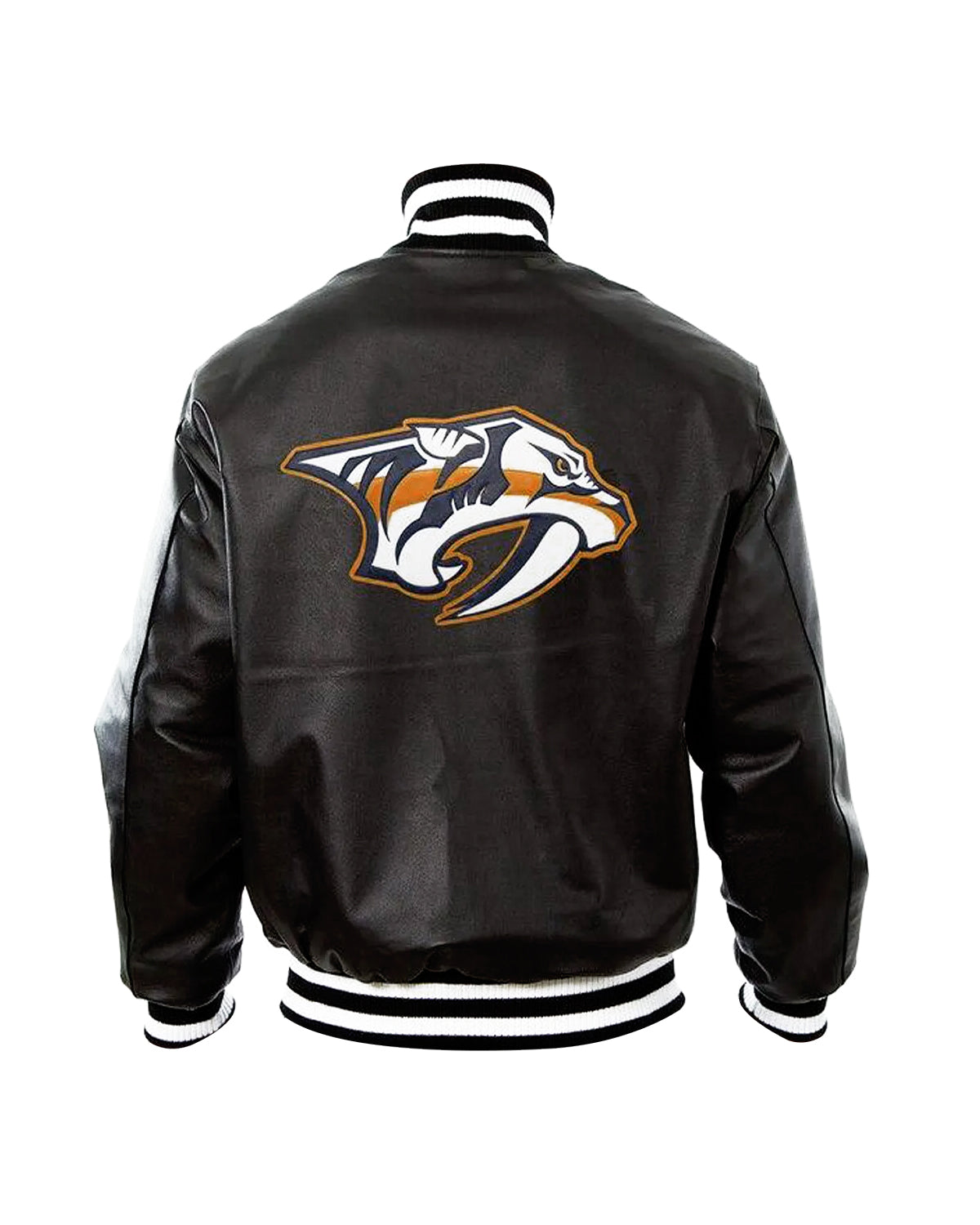 Ice Hockey Team Nashville Predators Black Leather Bomber Jacket 