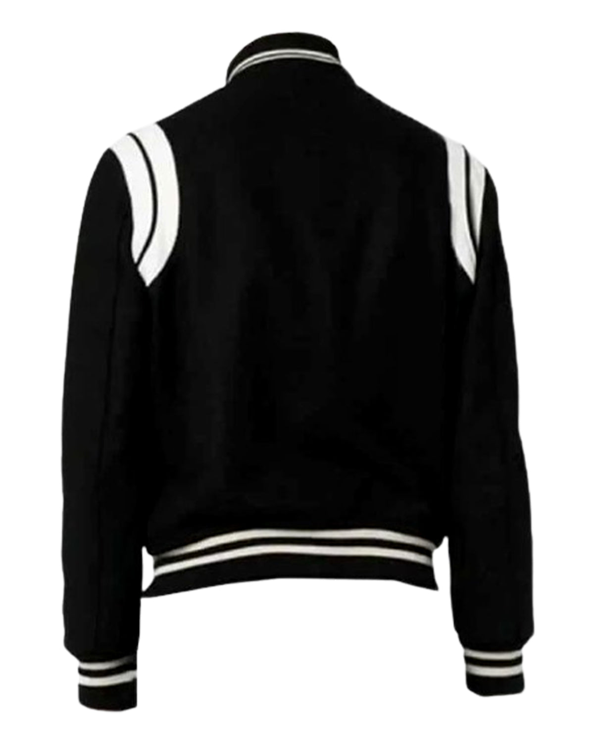 Black Letterman Varsity Jacket With White Detailing 