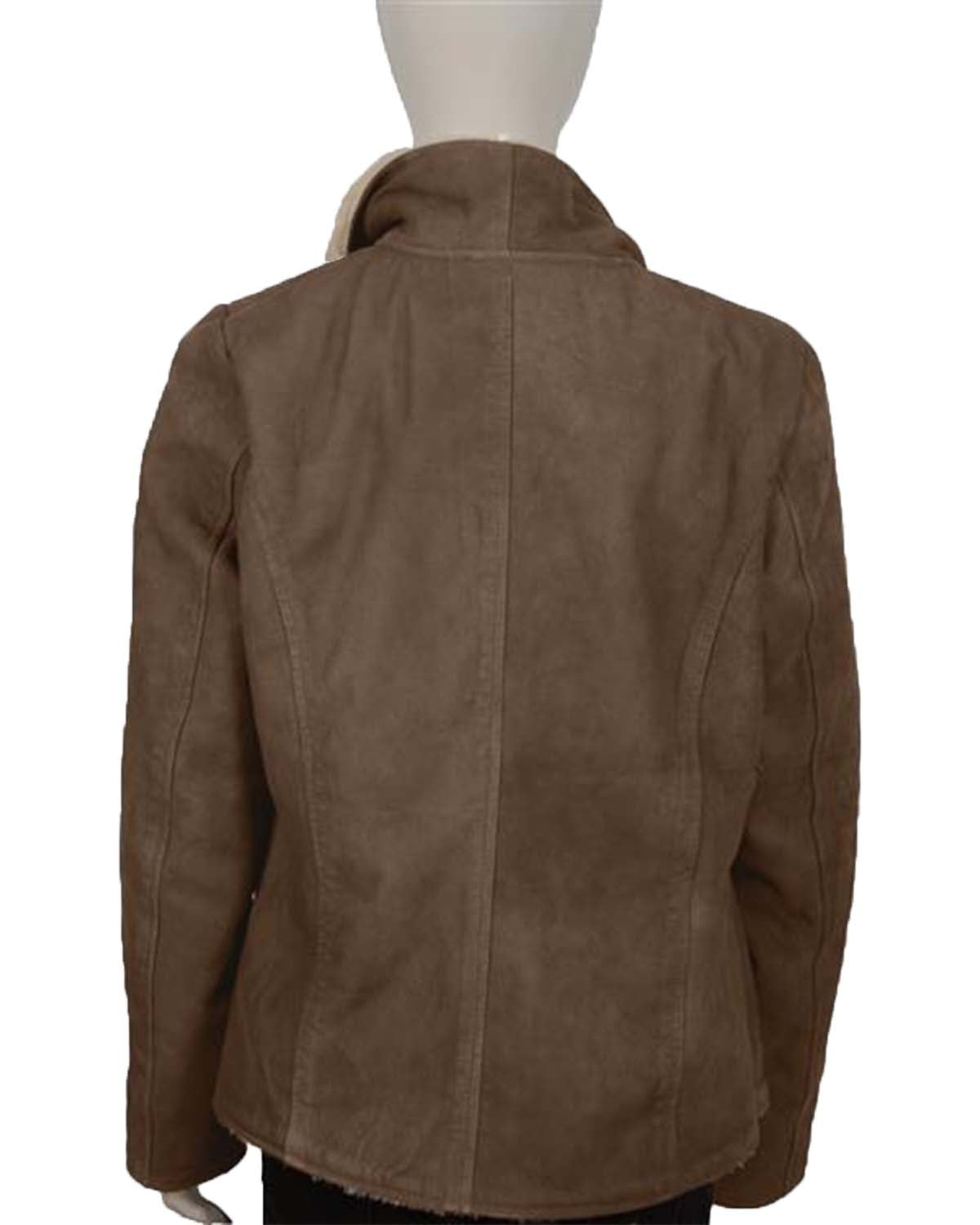 Yellowstone Drape Front Suede Leather Jacket With Fur