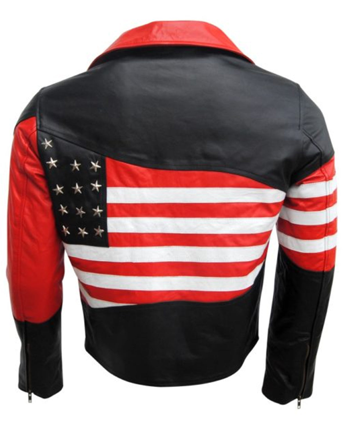 Elite Motorcycle USA Flag Black Vintage Leather Jacket 