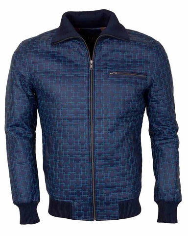 Casual Blue Embroidered Stylish Leather Jackets For Mens