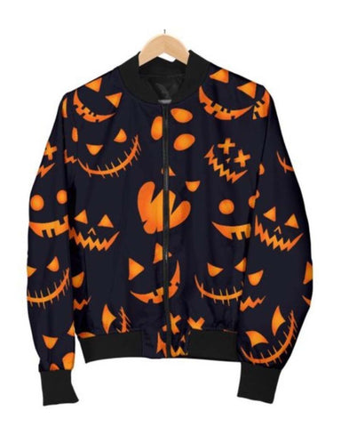 Elite Halloween Pattern Pumpkins Bomber Jacket