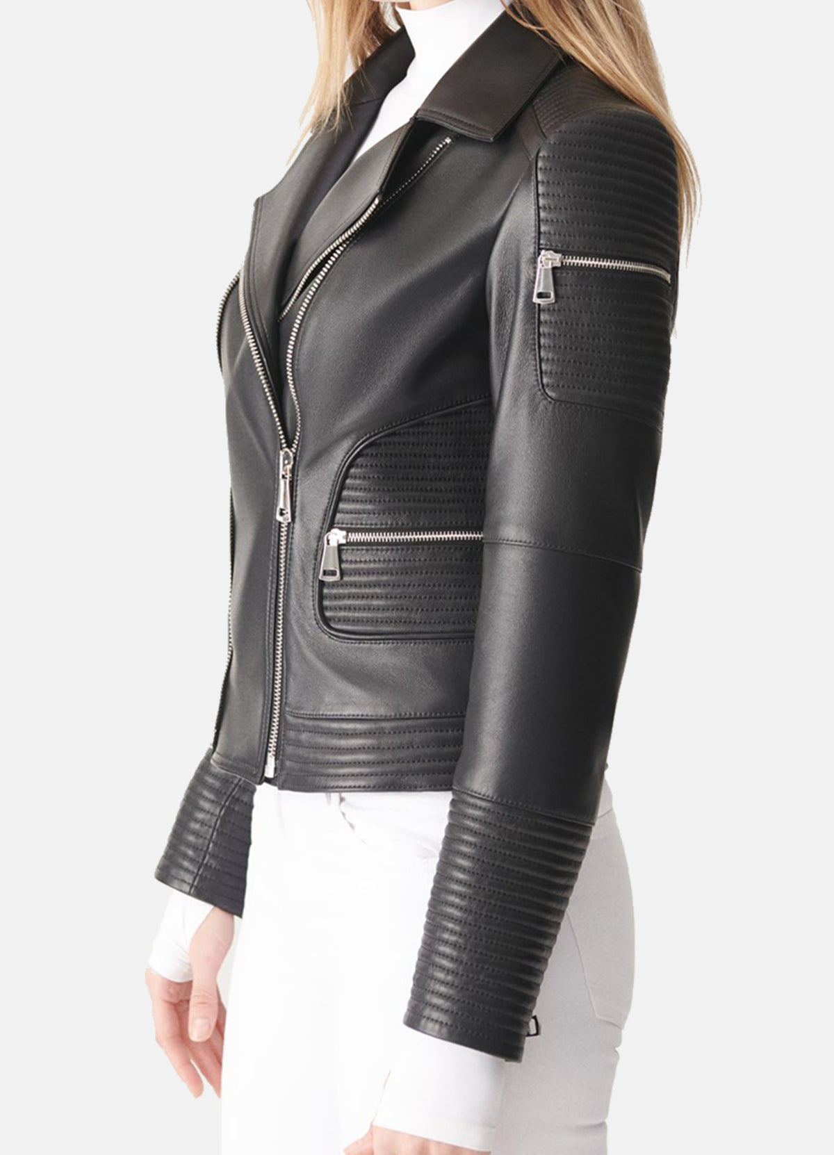 Womens Quilted Black Biker Leather Jacket | Elite Jacket