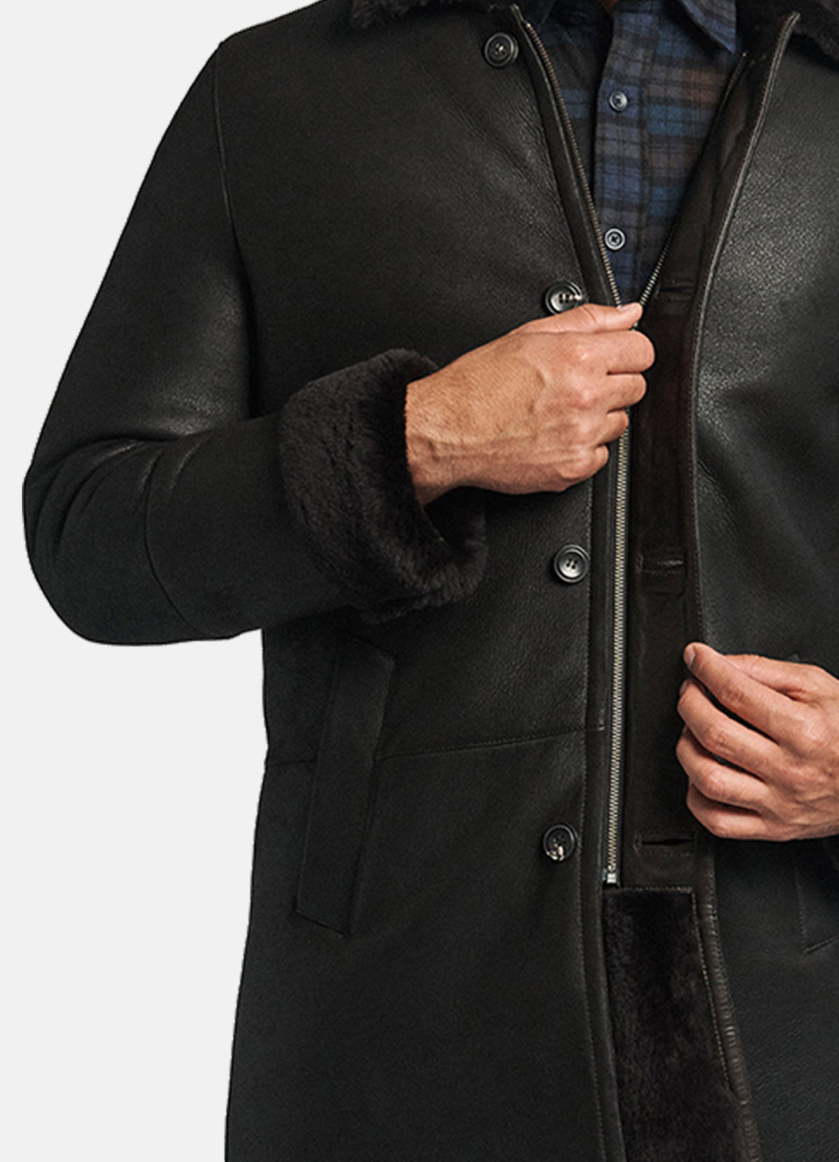 Mens Authentic Black Shearling Leather Coat | Elite Jacket