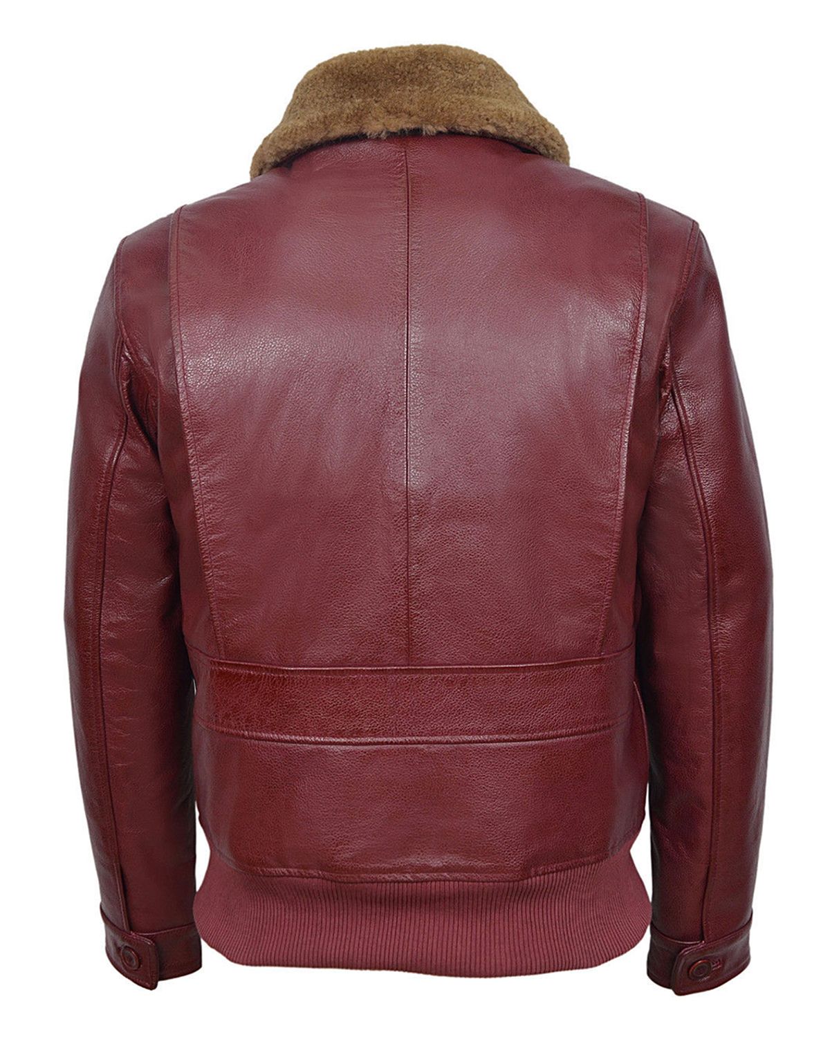 Elite Men's Cherry Bomber Ginger Fur Collar Real Leather Jacket