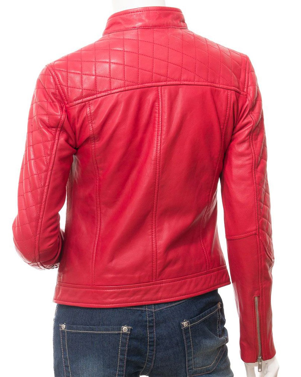 Elite Women's Quilted Shoulder Stylish Biker Cafe Racer Style Real Leather Jacket