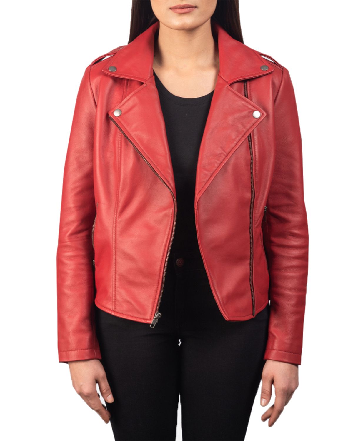 Elite Women's Notch Collar Stylish Biker Leather Jacket