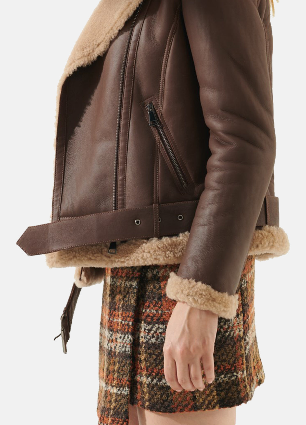 Womens Chocolate Brown Shearling Leather Jacket | Elite Jacket
