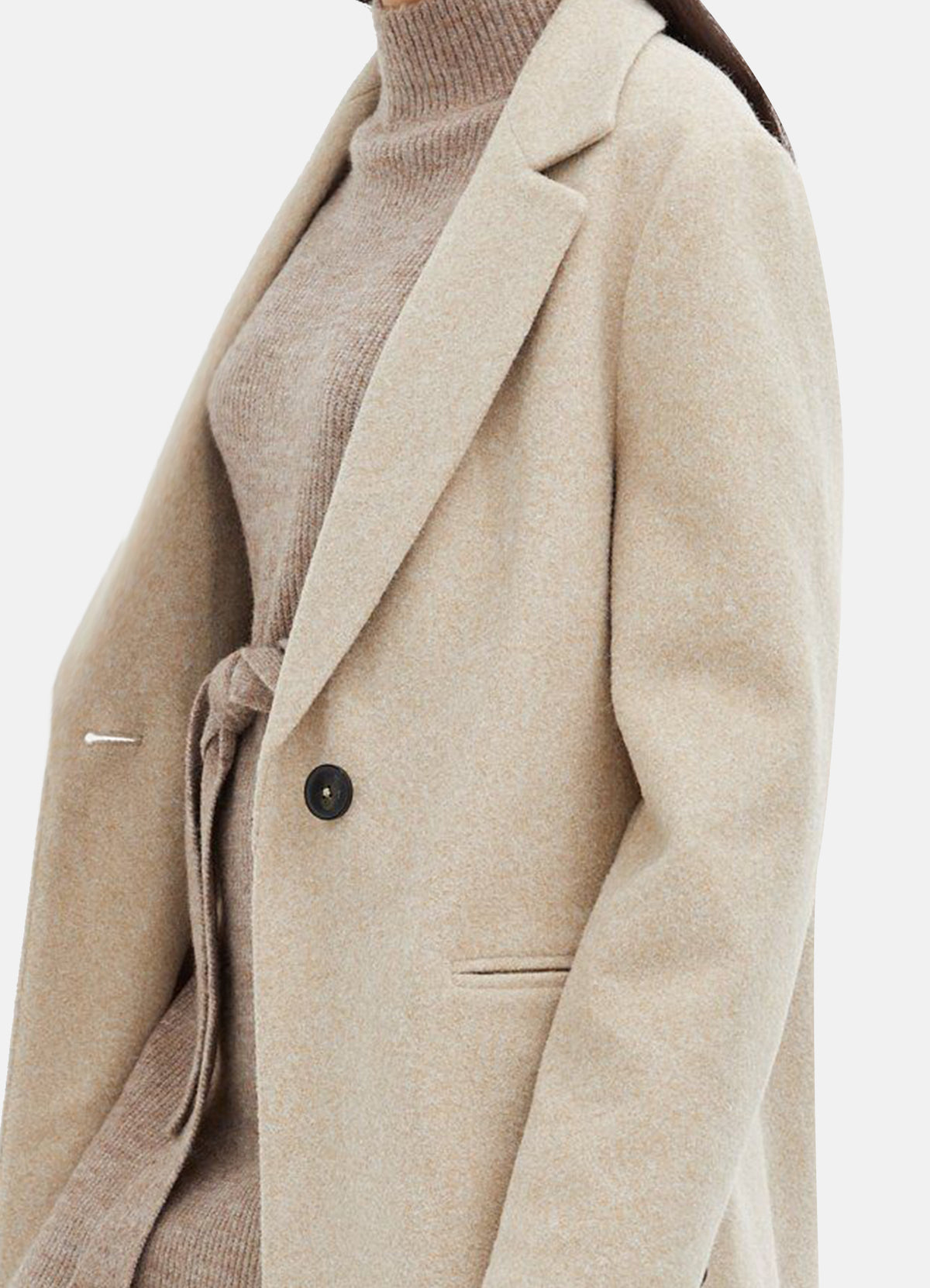 Womens Off White Wool Long Coat | Elite Jacket