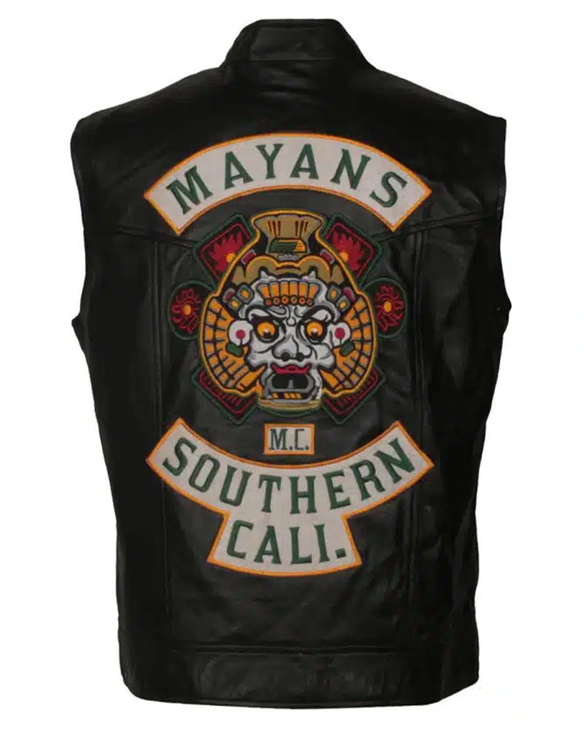 Mens Angel Reyes Mayans MC Leather Motorcycle Vest 