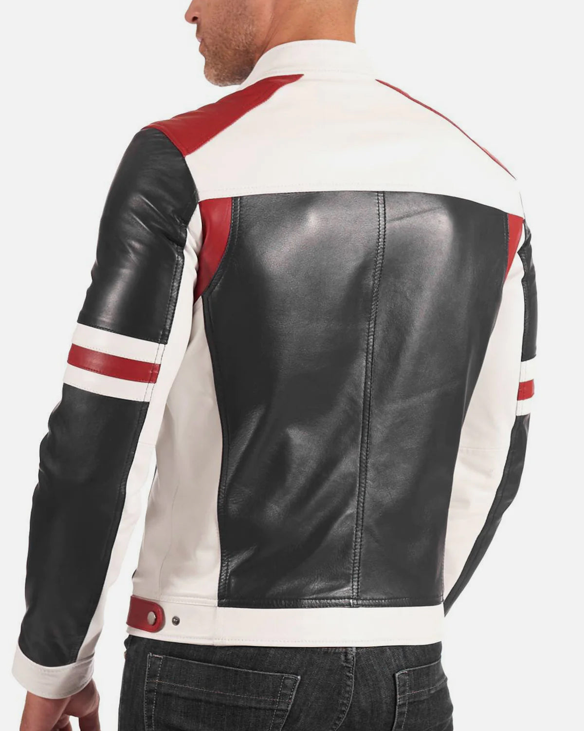 Mens Multi Color Biker Leather Jacket