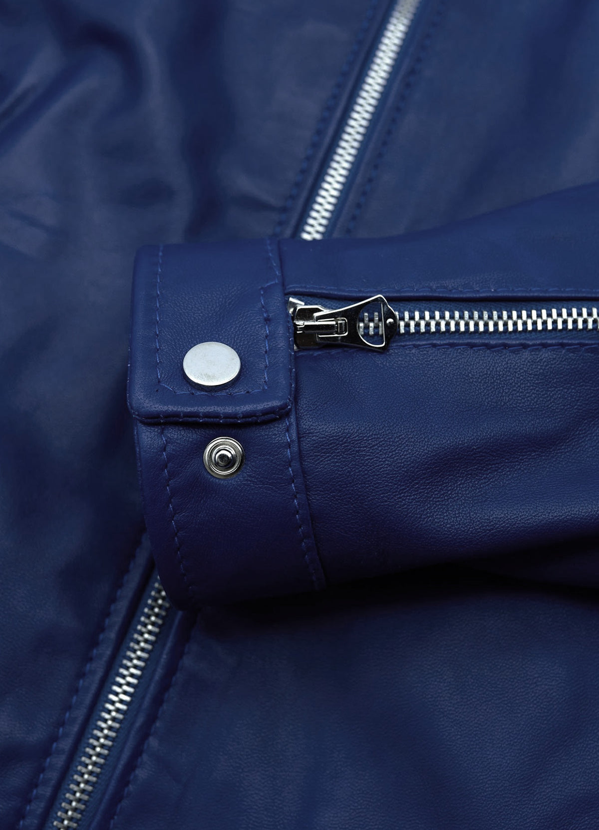 Mens Ink Blue Biker Leather Jacket | Elite Collection