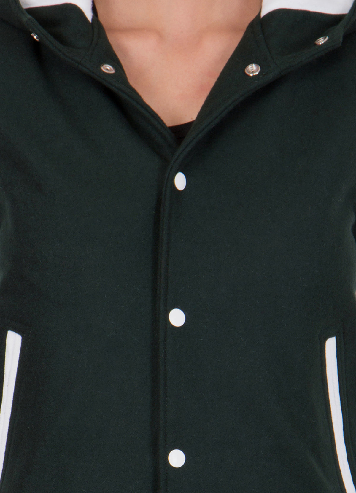 Womens Dark Green and White Varsity Jacket | Elite Jacket