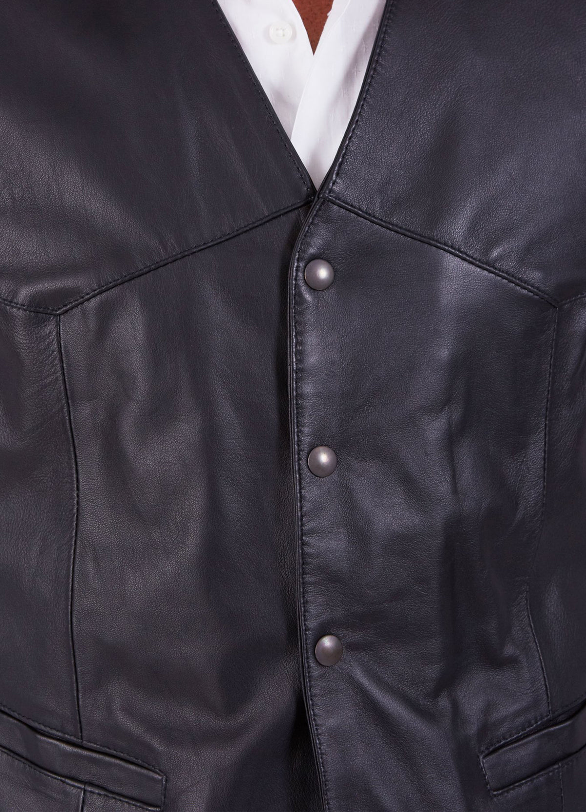 Mens Black Real Leather Vest | Elite Jacket
